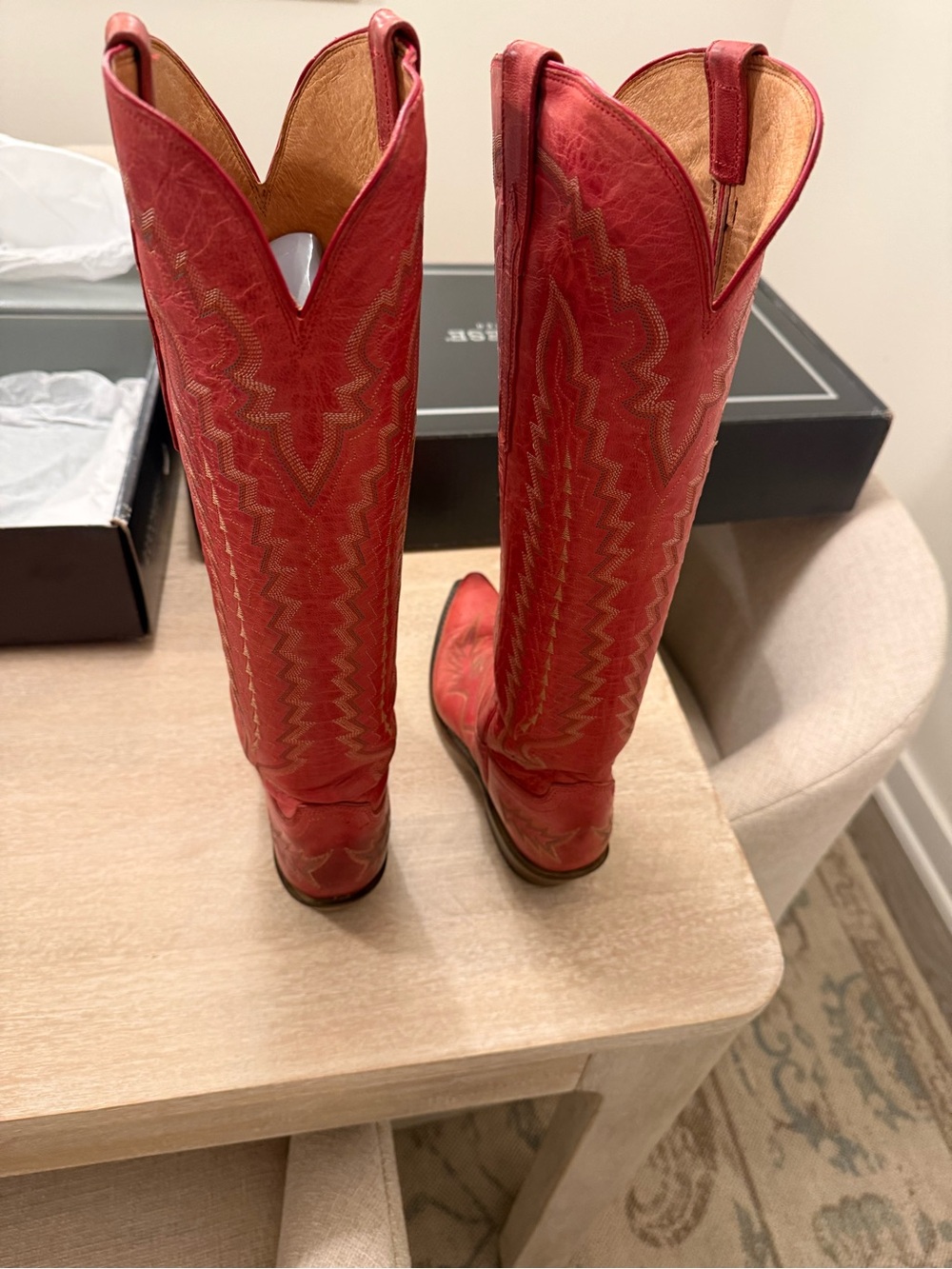 Lucchese Red Priscilla Western Boots - Picture 3 of 6
